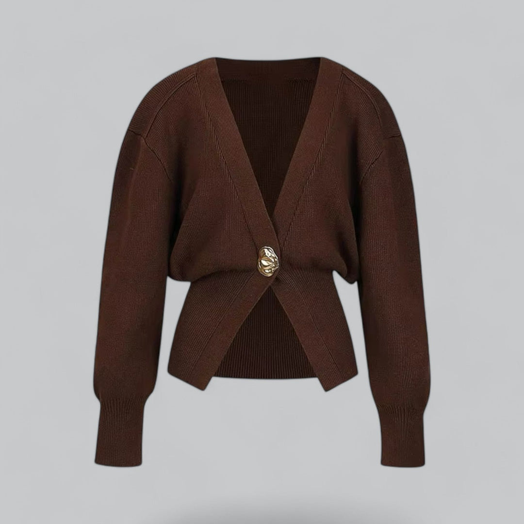 Chic V-Neck Single Breasted Women's Cardigan