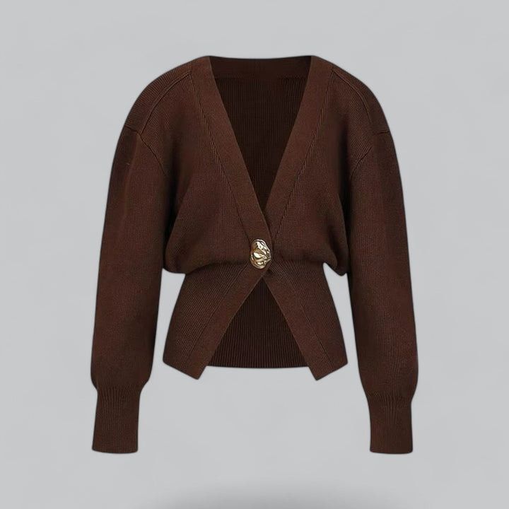 Chic V-Neck Single Breasted Women's Cardigan