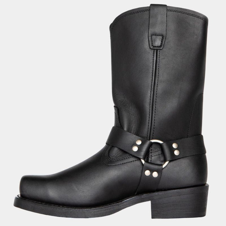 Women’s Vintage Cowboy Boots – Durable Western Harness Design with Classic Square Toe