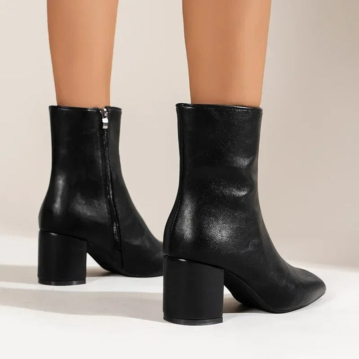 Women’s Ankle Boots – Block Heel Zip-Up