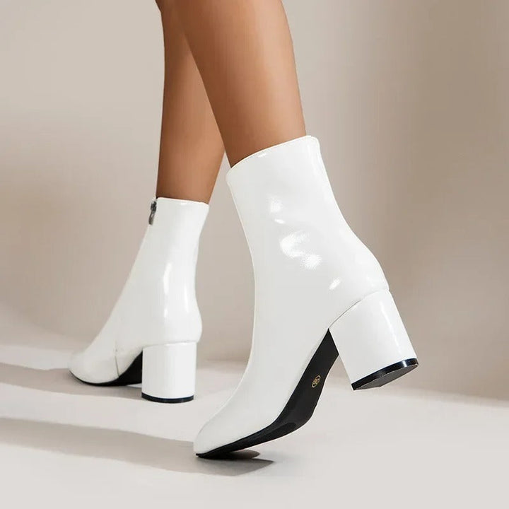 Women’s Ankle Boots – Block Heel Zip-Up