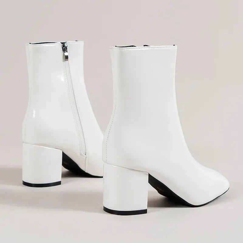 Women’s Ankle Boots – Block Heel Zip-Up