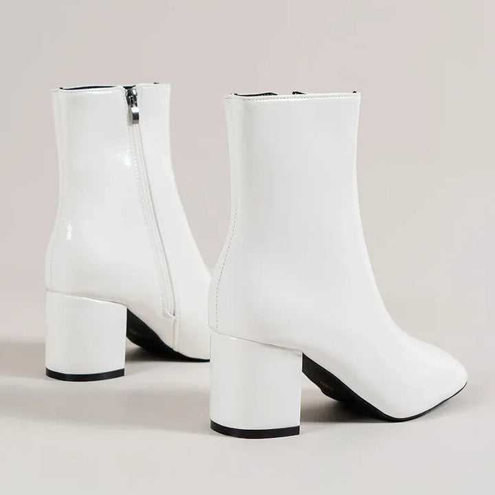 Women’s Ankle Boots – Block Heel Zip-Up