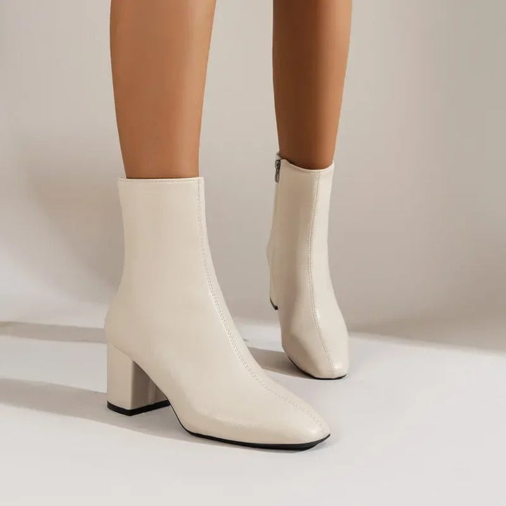 Women’s Ankle Boots – Block Heel Zip-Up