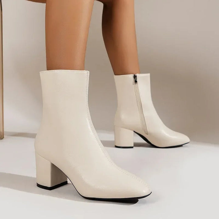 Women’s Ankle Boots – Block Heel Zip-Up
