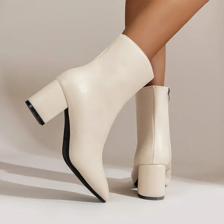 Women’s Ankle Boots – Block Heel Zip-Up
