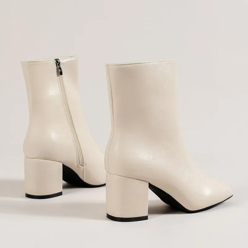 Women’s Ankle Boots – Block Heel Zip-Up