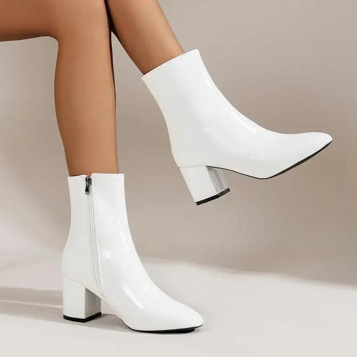 Women’s Ankle Boots – Block Heel Zip-Up