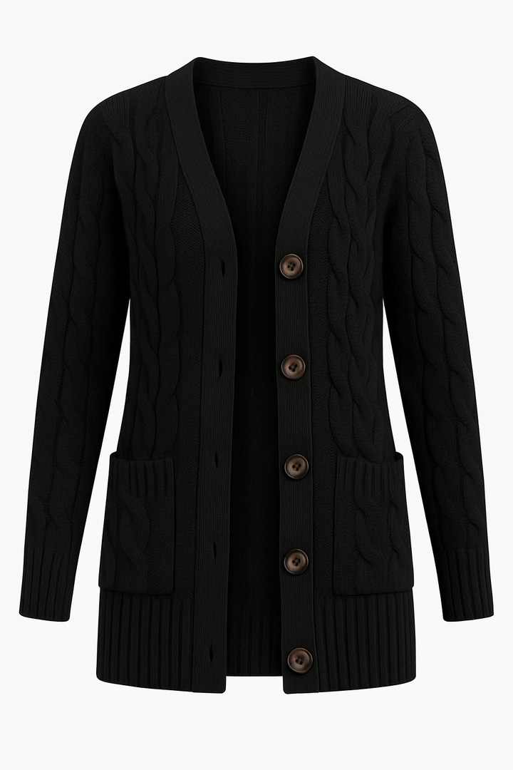 Women’s Cable Knit Cardigan Sweater – Long Sleeve Loose Fit Autumn/Winter Layering