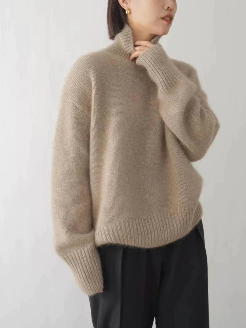 Women’s Turtleneck Sweater – Relaxed Fit, Ribbed Neck & Cuffs